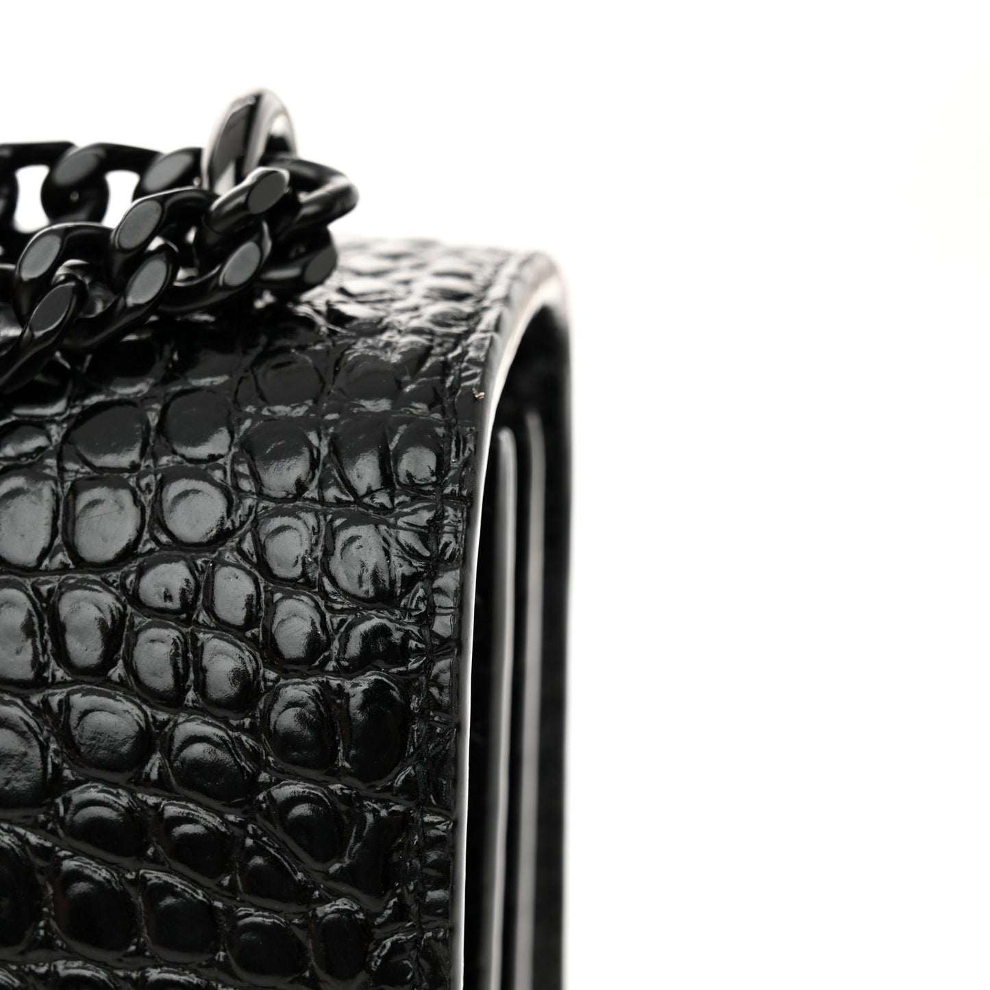 Calfskin Crocodile Embossed Medium Monochrome Monogram Sunset Black