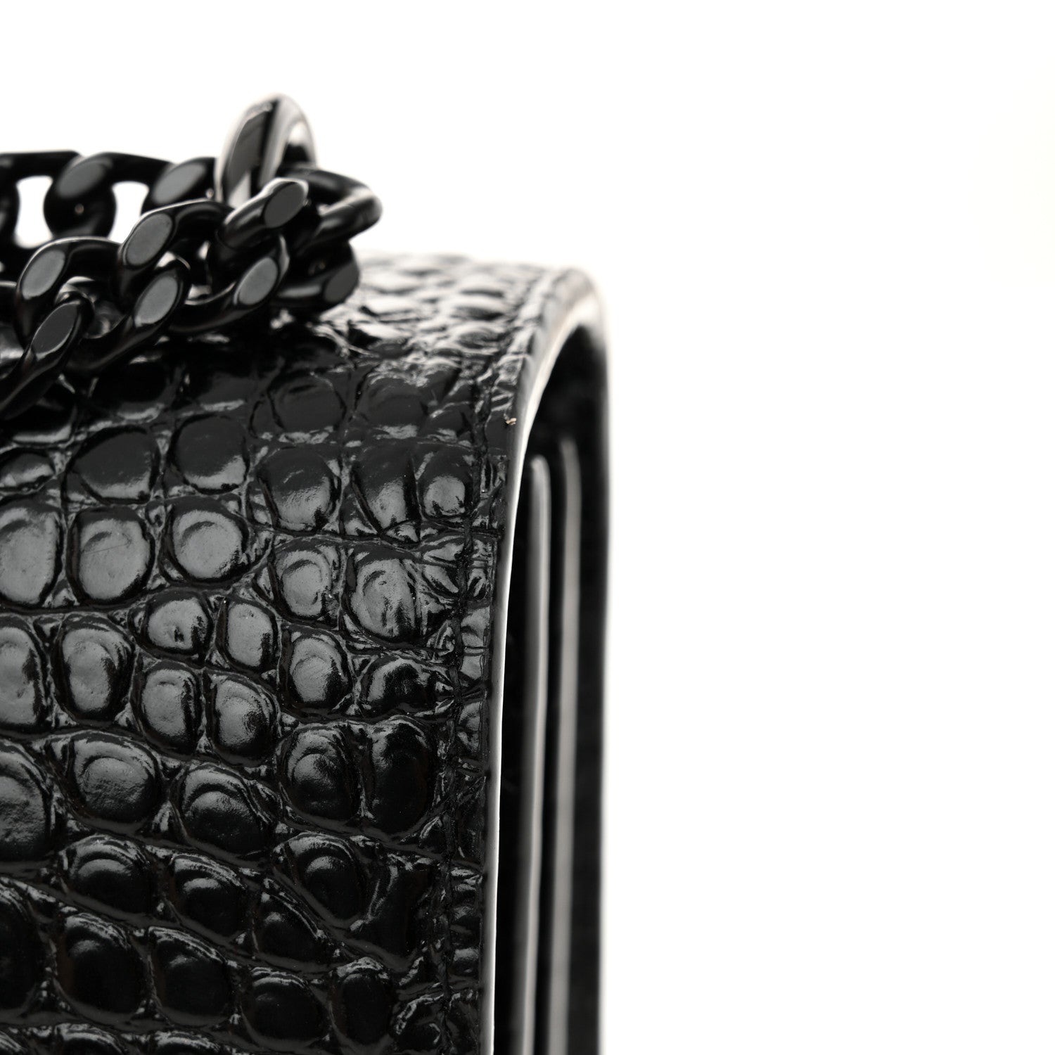 Saint Laurent Calfskin Crocodile Embossed Medium Monochrome Monogram Sunset Black 12 of 14