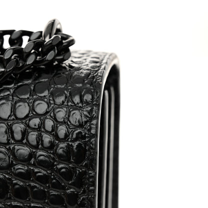 Saint Laurent Calfskin Crocodile Embossed Medium Monochrome Monogram Sunset Black 12 of 14
