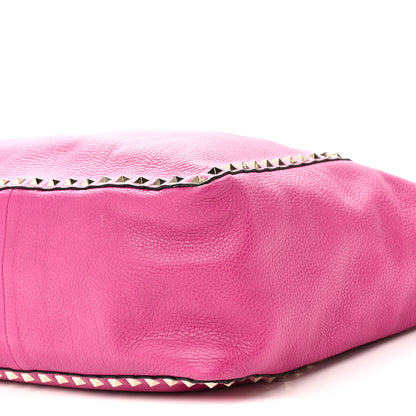 Valentino Garavani Grained Calfskin Medium Rockstud Reversible Tote Black Rose Violet 16 of 16