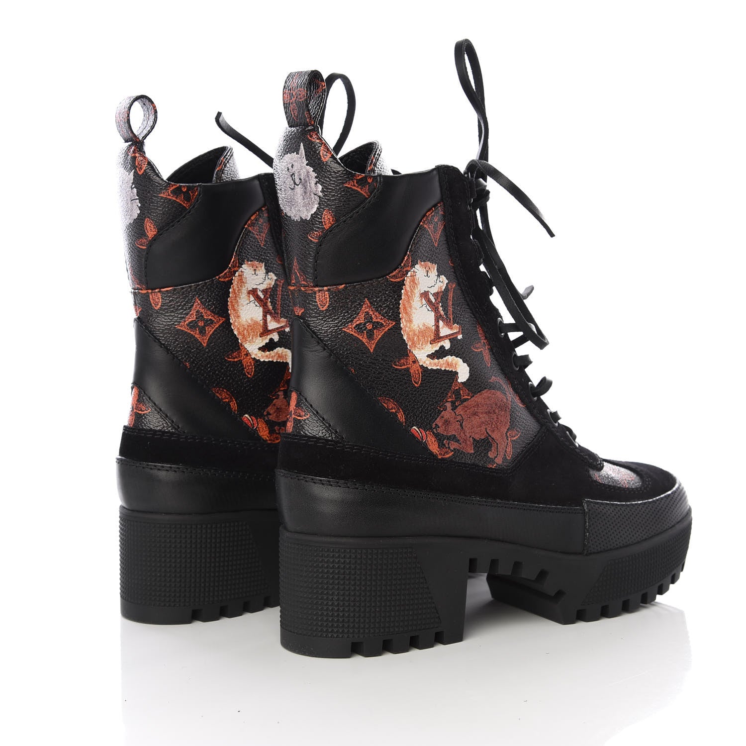 Louis Vuitton Suede Calfskin Catogram Laureate Platform Desert Boots 36 Black Marron 4 of 9