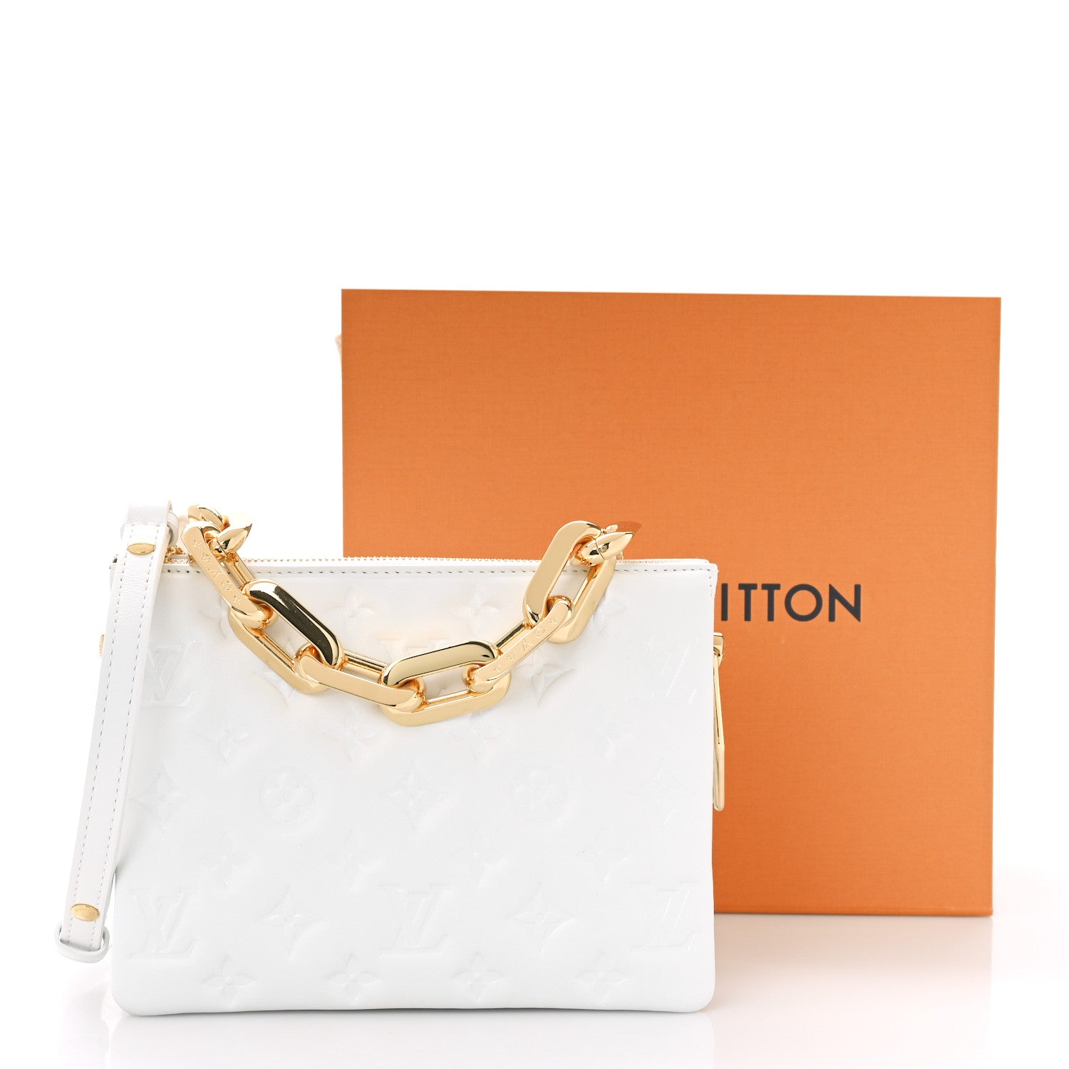 Louis Vuitton Lambskin Embossed Monogram Coussin BB White 9 of 9