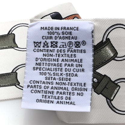 Hermes Silk Jumping Fringed Twilly Creme Kaki Beige Dore 3 of 3