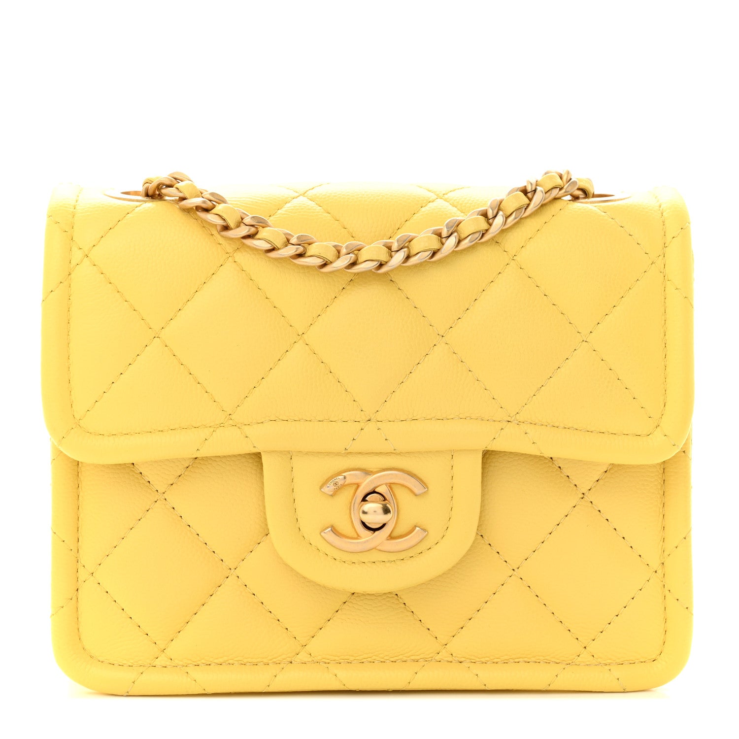 Chanel Caviar Quilted Mini Sweet Classic Flap Yellow 1 of 14