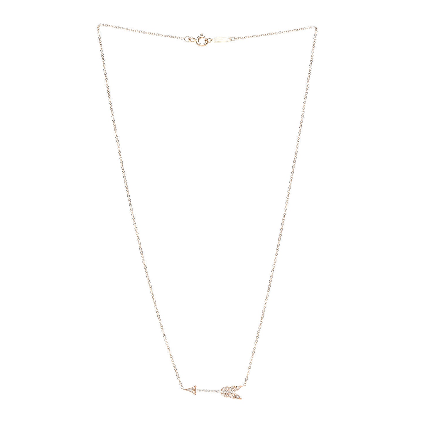 18K Yellow Gold Diamond Arrow Pendant Necklace