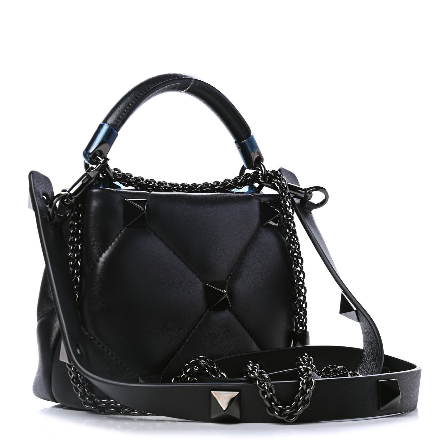 Nappa Mini Roman Stud The Handle Bag Black