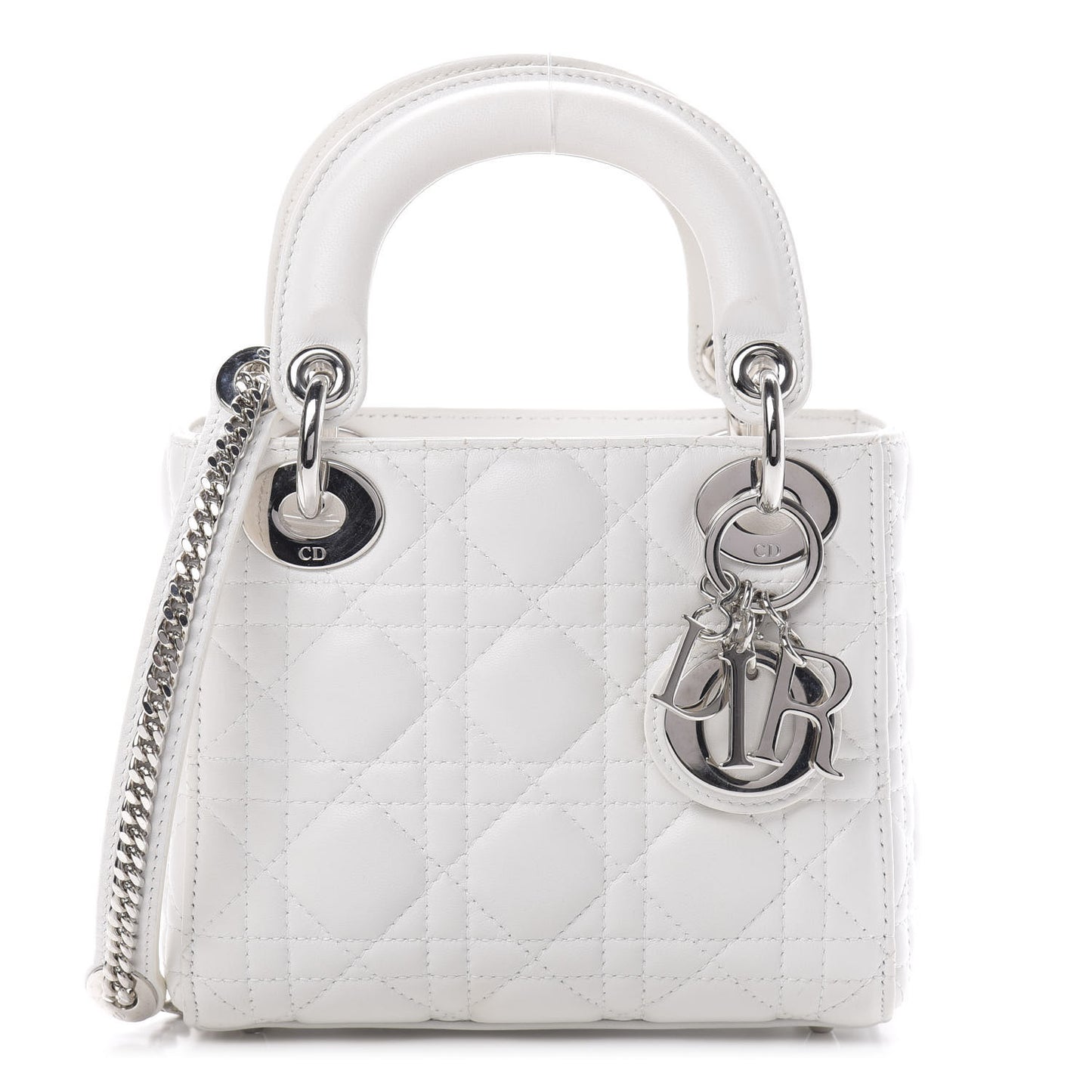 Lambskin Cannage Mini Lady Dior White