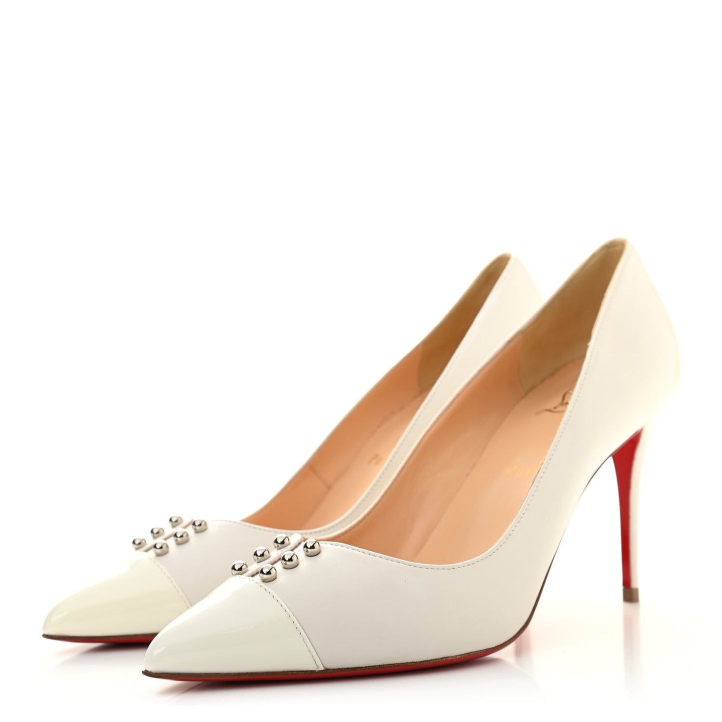 Nappa Patent Studded Predupump 85 Pumps 39.5 White