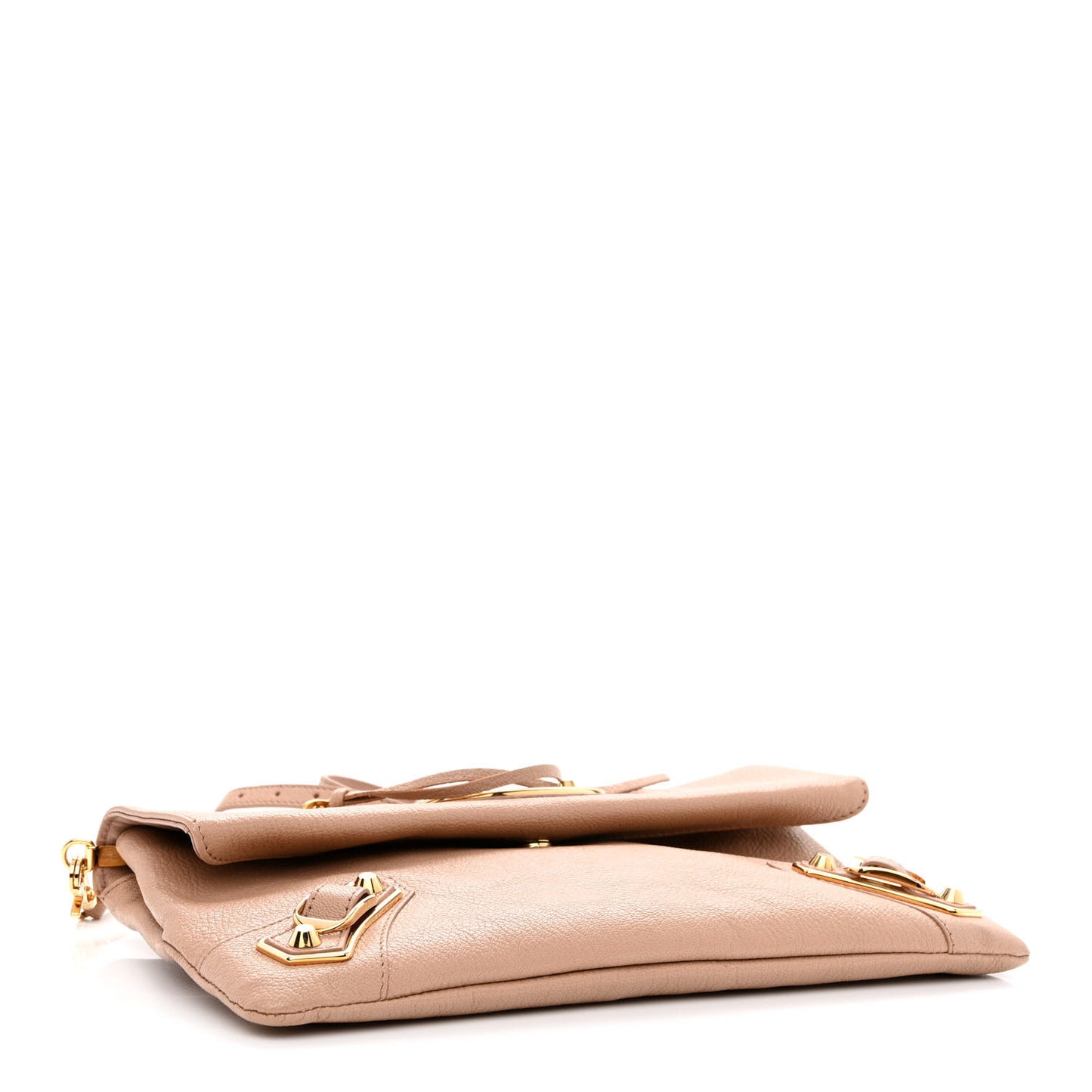 Chevre Gold Metallic Edge Hardware Envelope Clutch Rose Des Sables