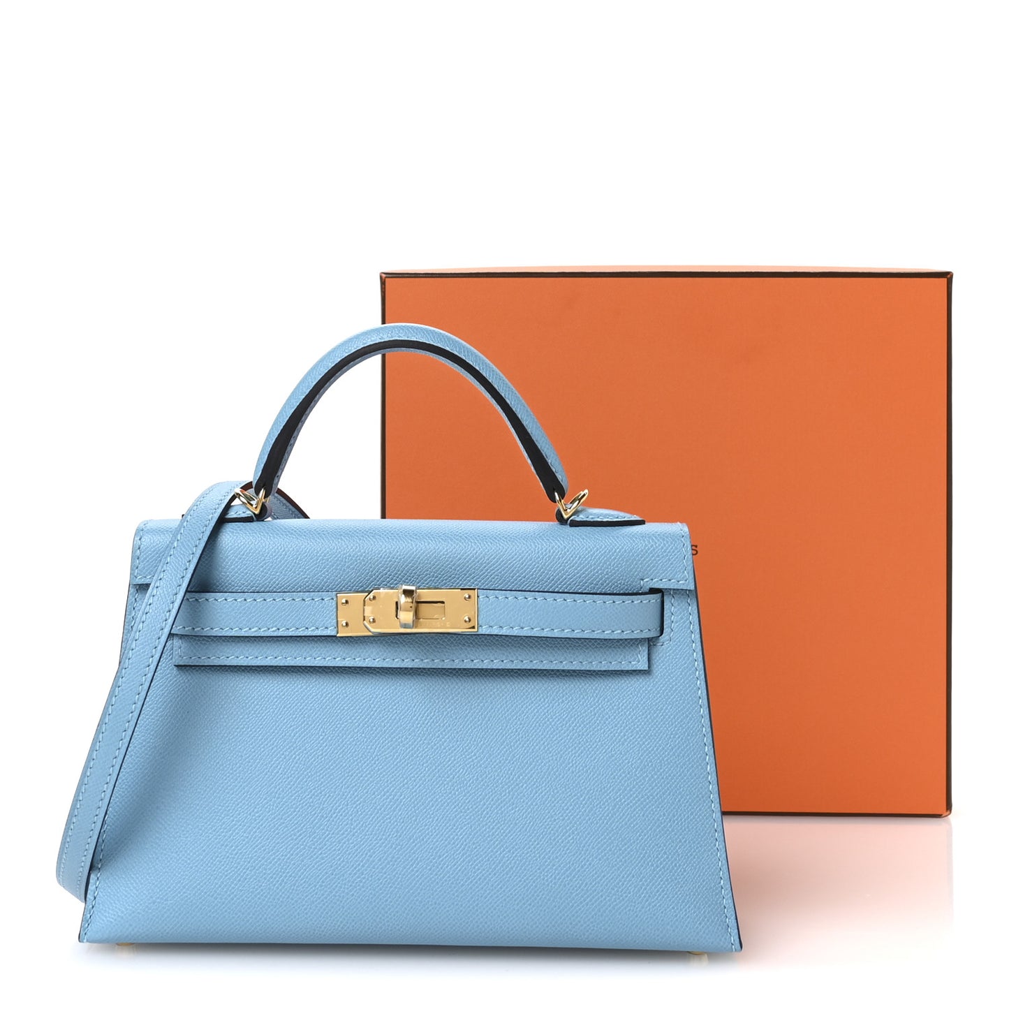Madame Calfskin Mini Kelly Sellier 20 Bleu Du Nord