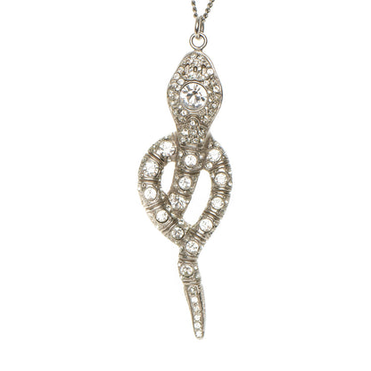 Chanel Crystal Serpent Snake Necklace Silver 3 of 5