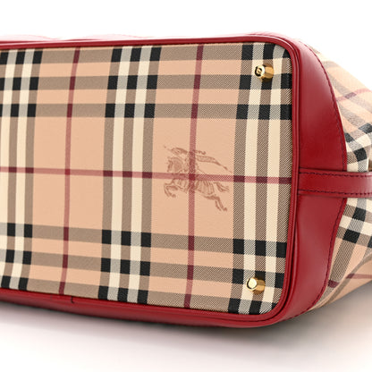Burberry Haymarket Check Medium Golderton Tote Military Red 10 of 12