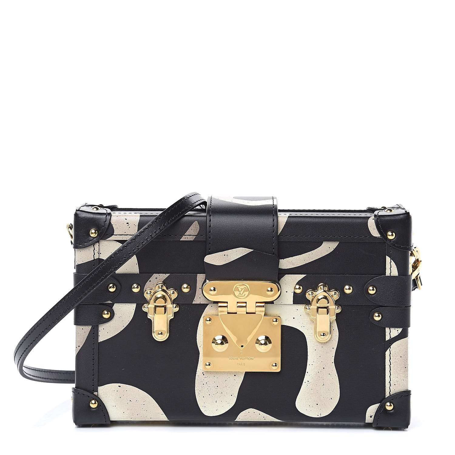 Louis Vuitton Calfskin Petite Malle Black White 1 of 10