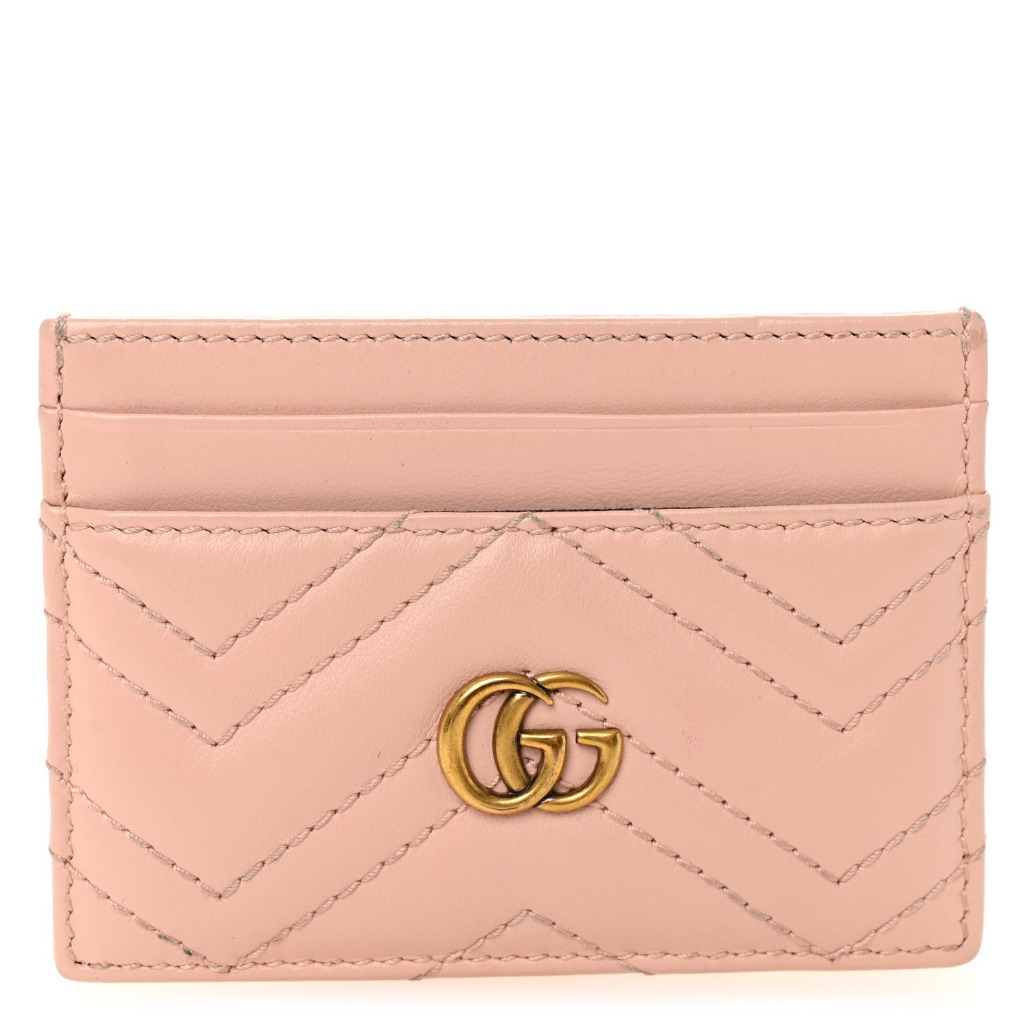 Gucci Calfskin Matelasse GG Marmont Card Holder Perfect Pink 1 of 6