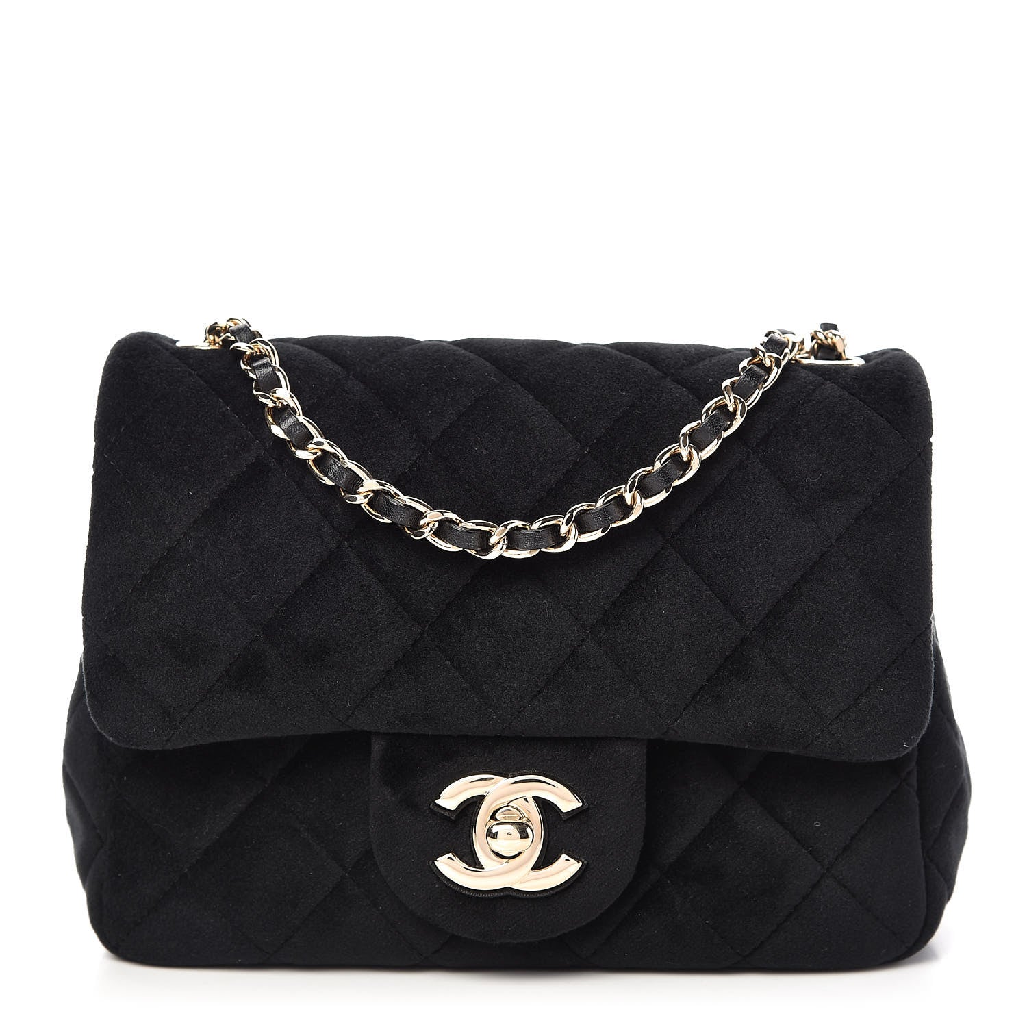 Chanel Velvet Quilted Mini Pearl Crush Flap Black 1 of 10