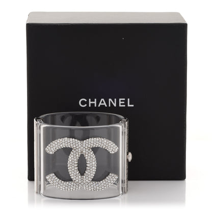 Chanel Lucite Crystal CC Cuff Transparent Silver 6 of 6