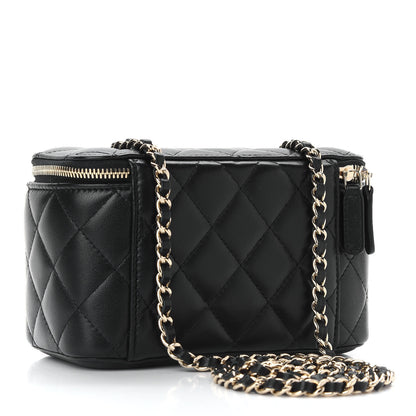 Chanel Lambskin Quilted Small Vanity Case With Chain Black 3 of 9