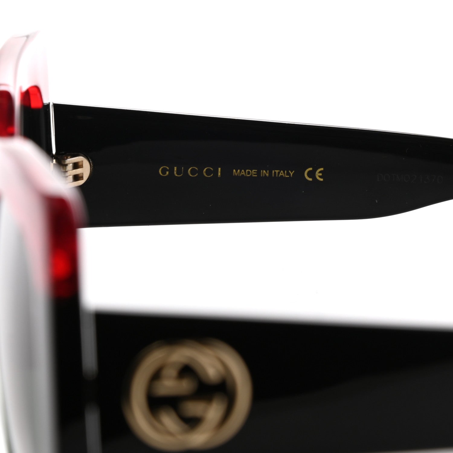 Gucci Acetate Square Frame Sunglasses GG0083S Glitter Red Black Green 6 of 8