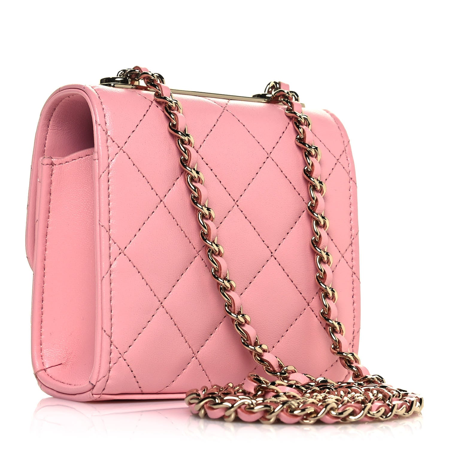 Chanel Lambskin Quilted Mini Trendy CC Clutch With Chain Pink 3 of 12