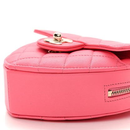 Chanel Lambskin Quilted CC In Love Heart Clutch With Chain Pink 10 of 11