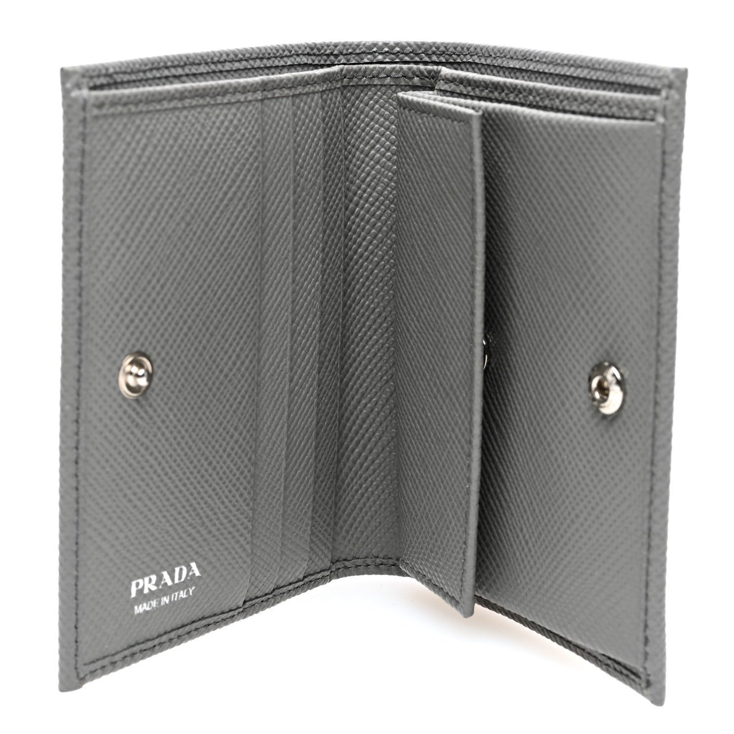 Prada Saffiano Metal Compact Snap Bi-Fold Wallet Marmo 5 of 6