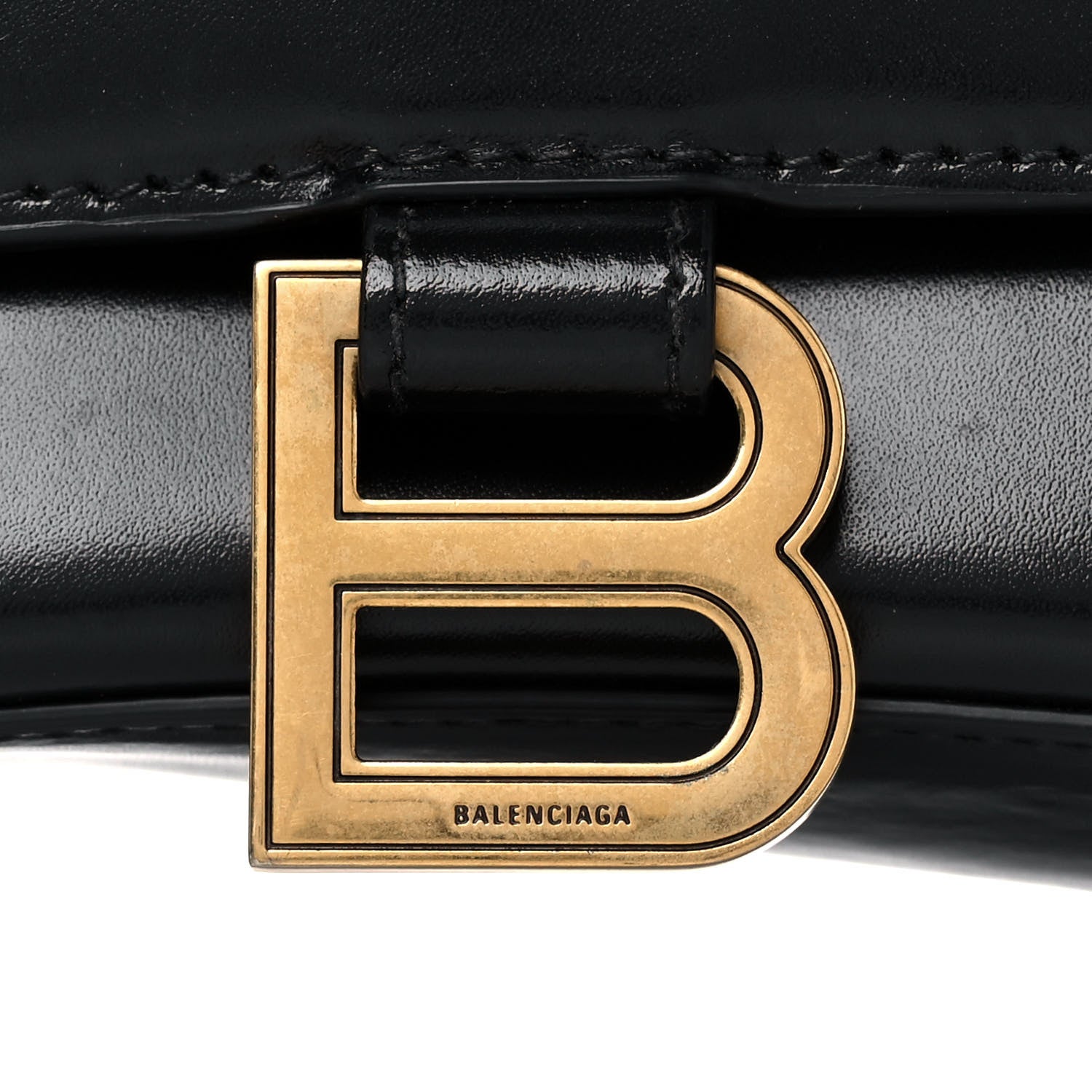 Balenciaga Shiny Box Calfskin Small Hourglass Top Handle Bag Black 9 of 16