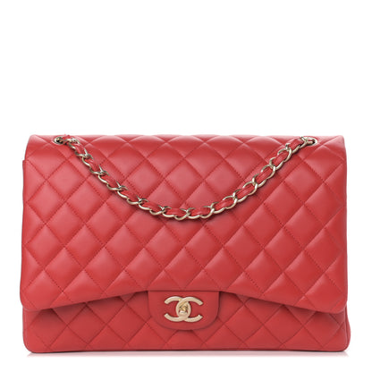 Chanel Lambskin Quilted Maxi Double Flap Red 1 of 10