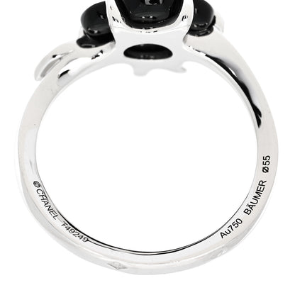Chanel 18K White Gold Diamond Onyx Camellia Ring 55 7.25 4 of 4