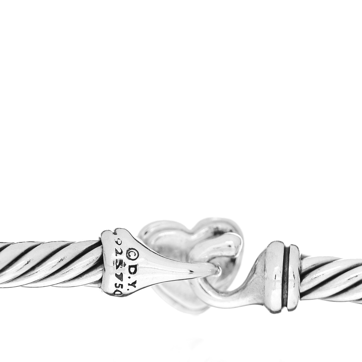 Sterling Silver 18K Yellow Gold 3mm Cable Collectibles Heart Bracelet