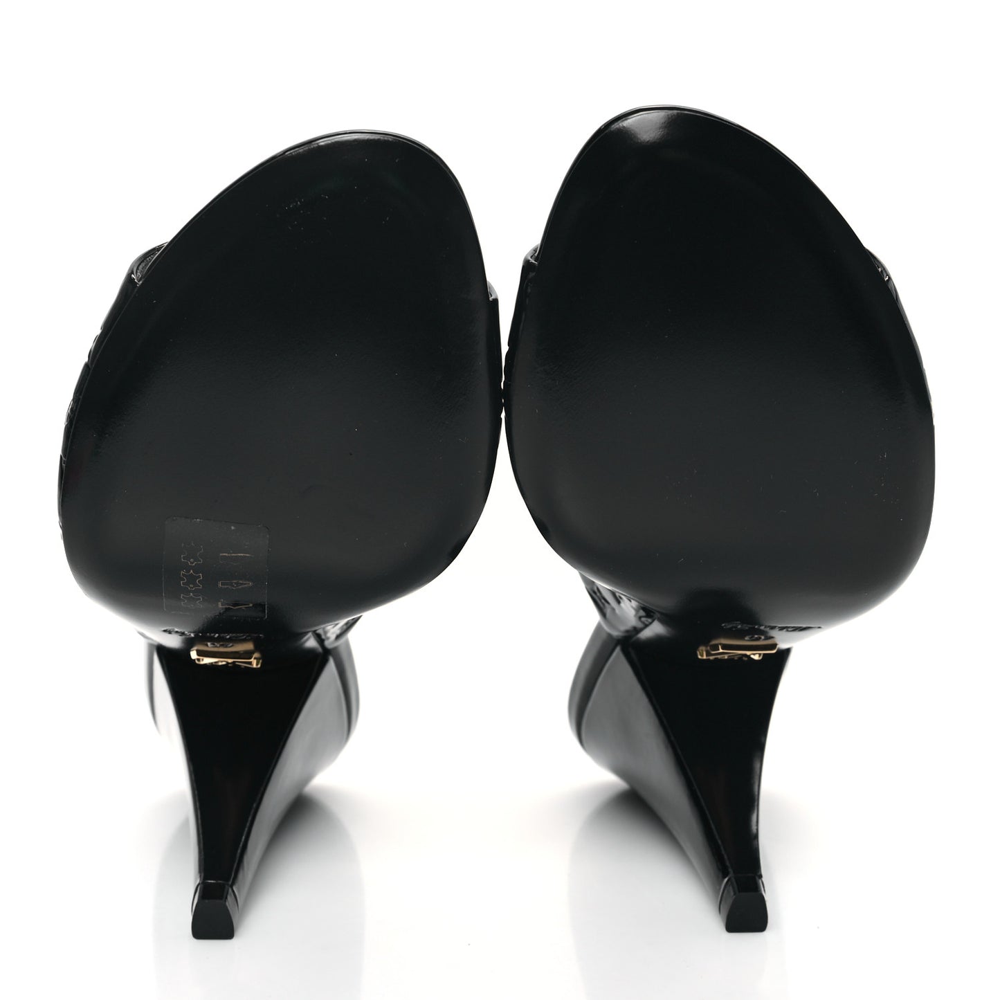 Patent Calfskin Monogram Embossed Super Mules 40 Black
