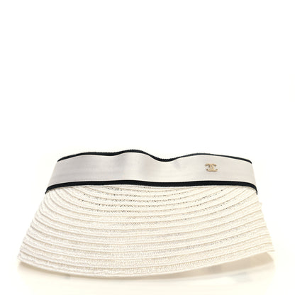 Chanel Abaca Cotton Ribbon Visor S Ecru White 3 of 8