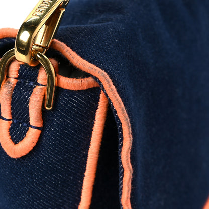 Fendi Denim Large Baguette Blue Arancio Fluo 15 of 16