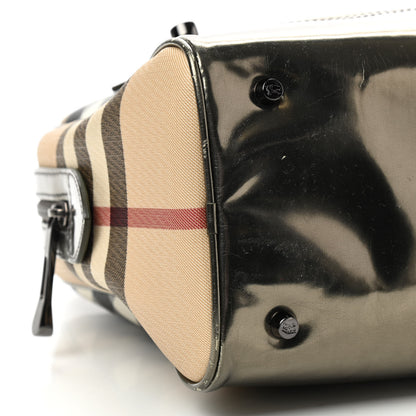 Burberry Metallic Supernova Check Patent Bowling Bag Pewter 11 of 20