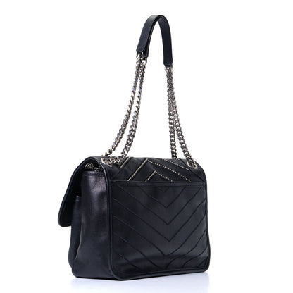 Saint Laurent Lambskin Matelasse Monogram Microstud Medium Niki Chain Satchel Black 2 of 7