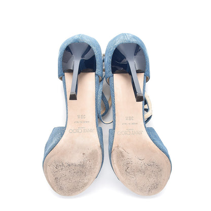 Jimmy Choo Denim Lang Sandals 38.5 Blue 7 of 15