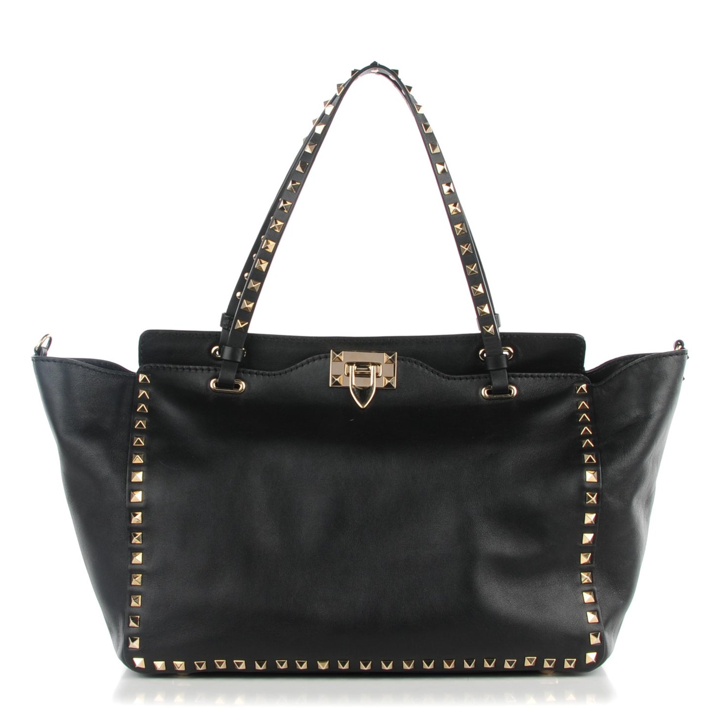 Vitello Medium Rockstud Tote Black