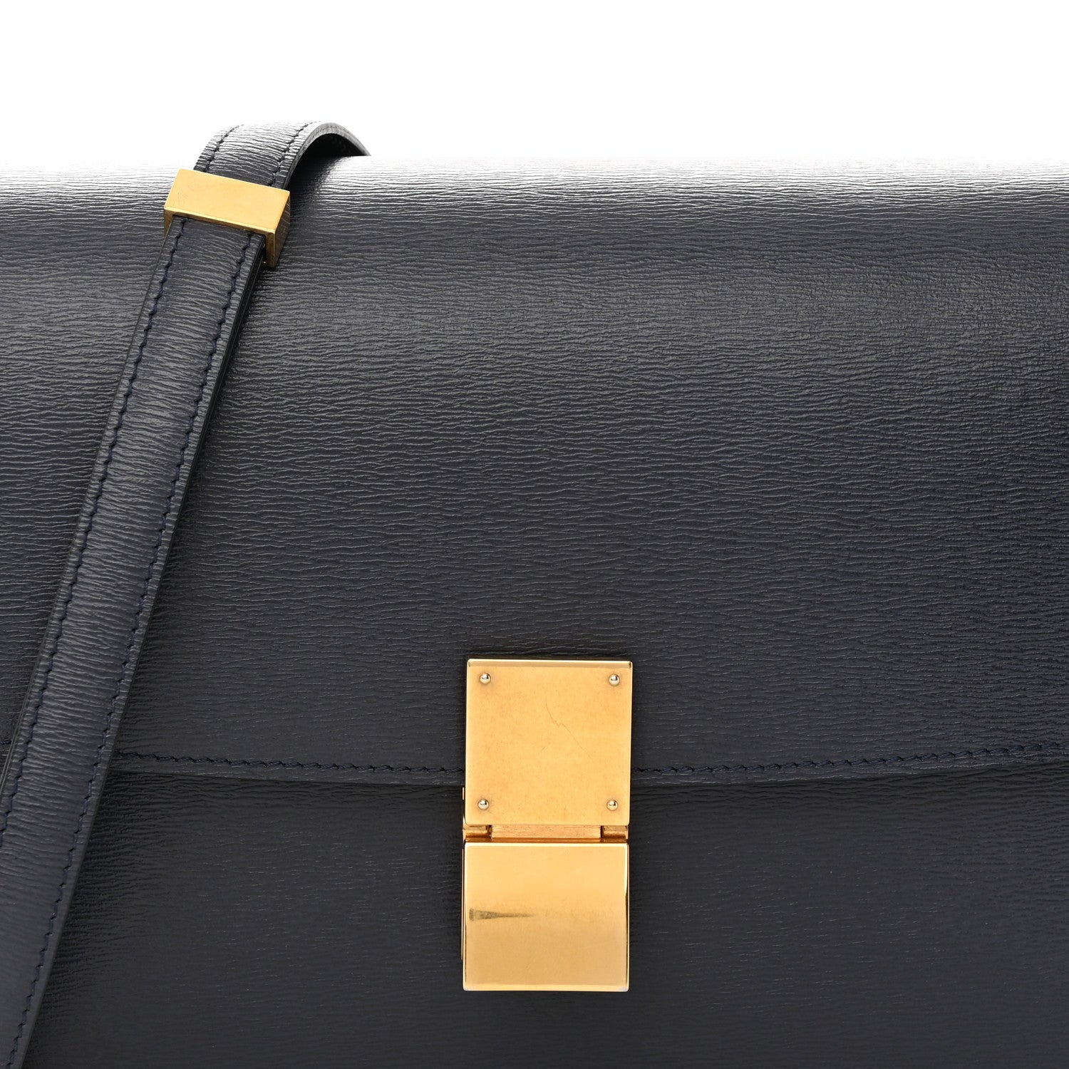 Celine Liege Calfskin Medium Classic Box Flap Bag Dark Blue 8 of 14