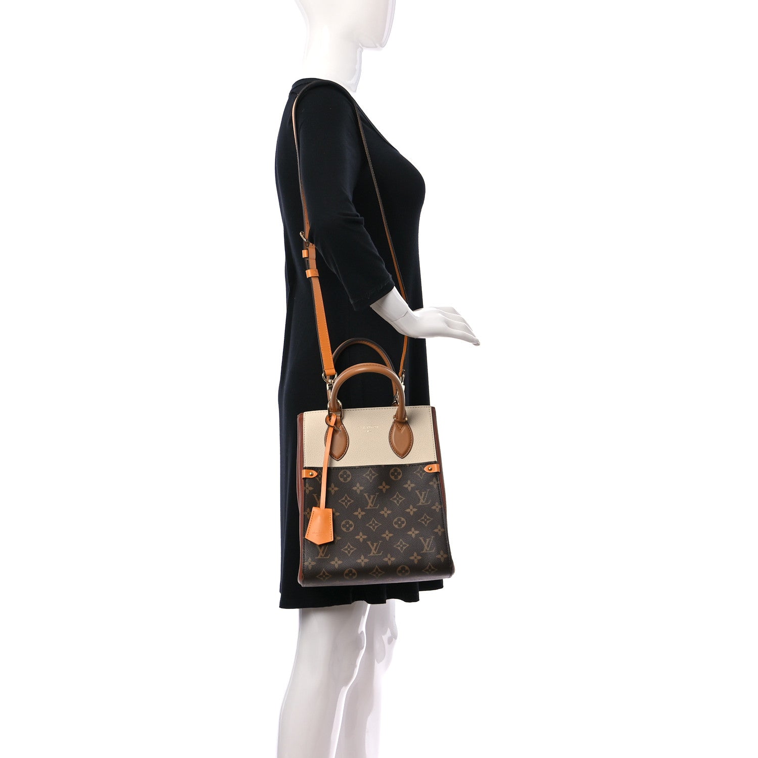 Louis Vuitton Calfskin Monogram Fold Tote MM Camel Sunbeam Cream 3 of 11