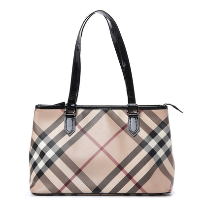 Burberry Patent Trim Nova Check Shopper Tote Black 1 of 18