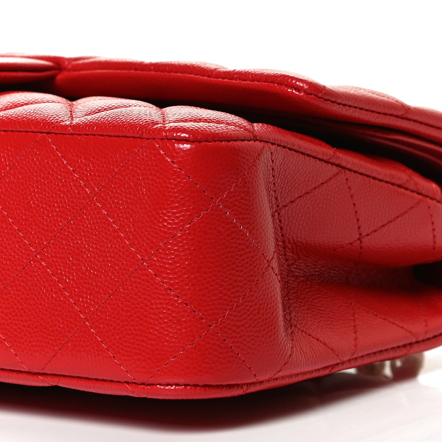 Caviar Quilted Medium Double Flap Red