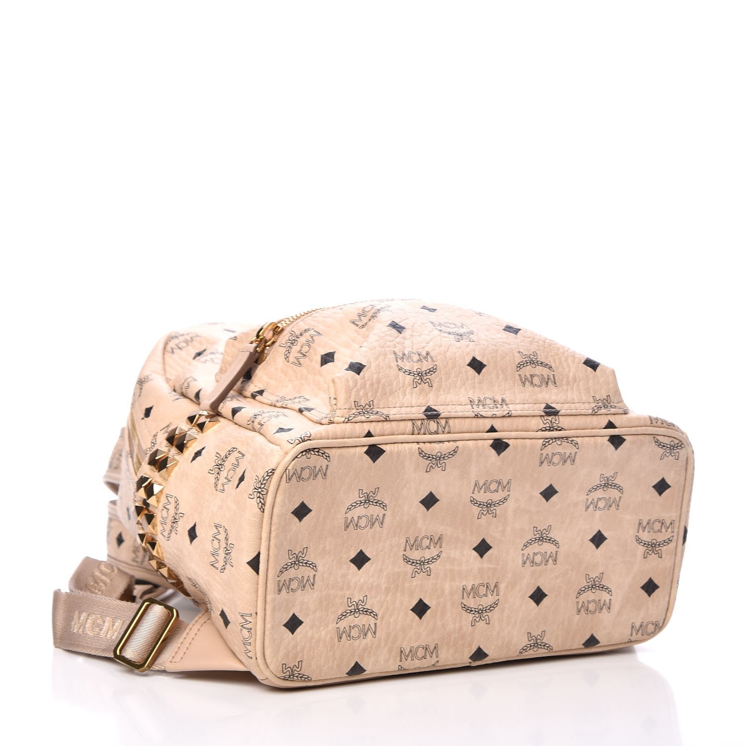 MCM Visetos Small Side Stud Stark Backpack Beige 4 of 10