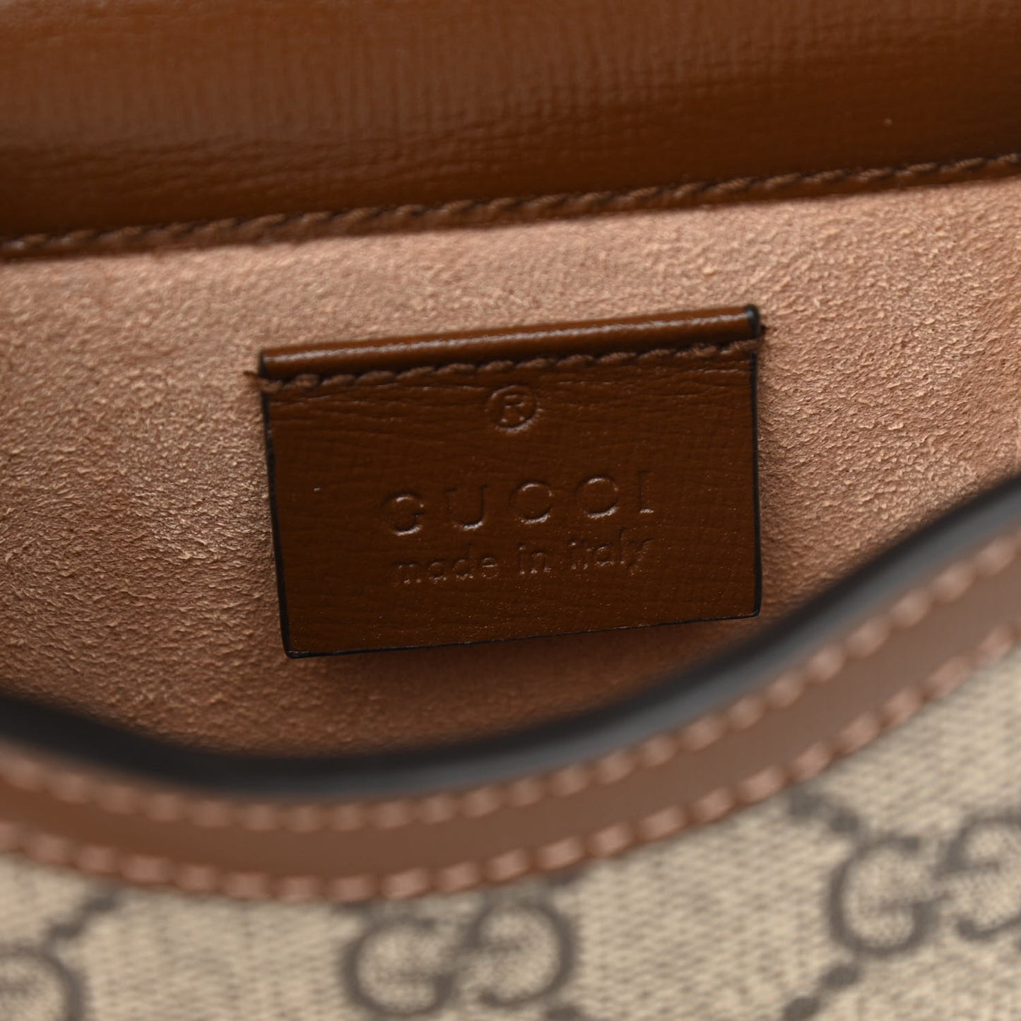 GG Supreme Monogram Mini Horsebit 1955 Crossbody Bag Beige Brown Sugar