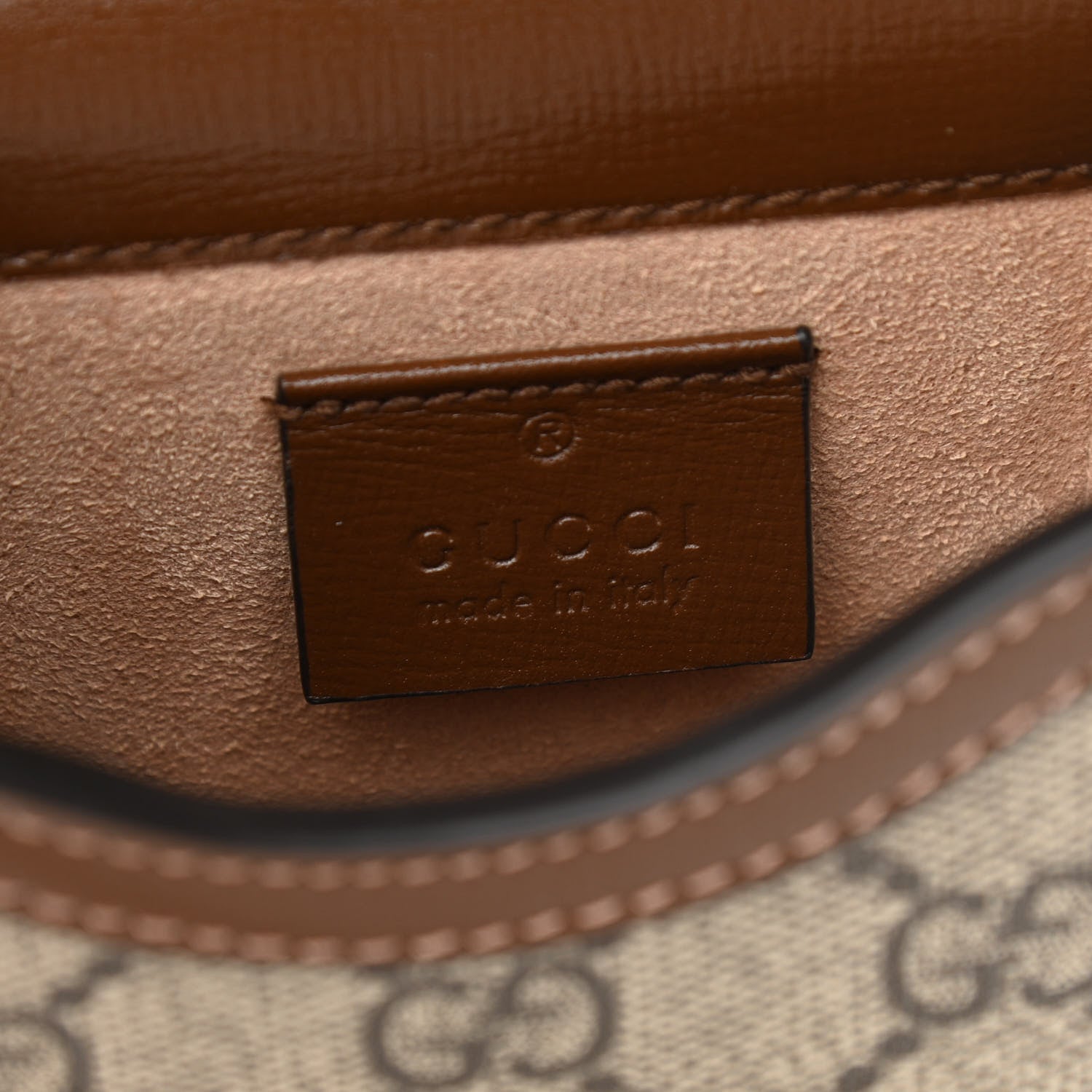 Gucci GG Supreme Monogram Mini Horsebit 1955 Crossbody Bag Beige Brown Sugar 6 of 10