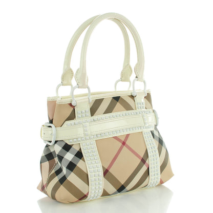 Burberry Studded Supernova Check Rachel Tote White 3 of 8