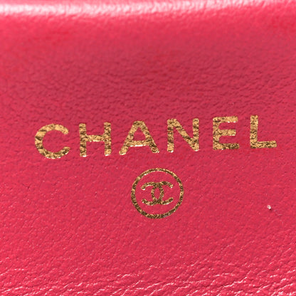 Chanel Calfskin Quilted Lady Handle Flap Card Holder With Chain Dark Pink 6 of 12