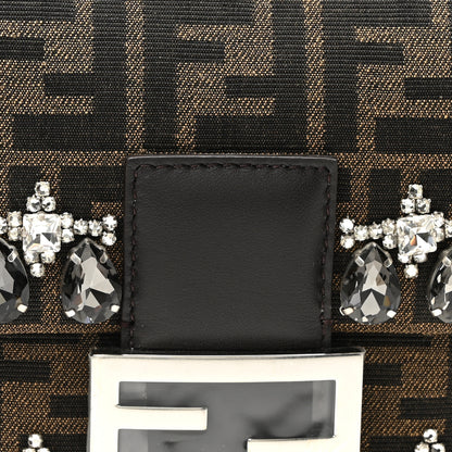 Fendi Fabric Jacquard FF 1974 Crystal Embellished Baguette Tobacco Moro Multicolor 8 of 10