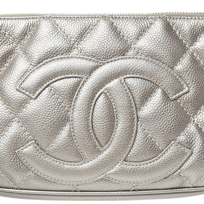 Chanel Metallic Caviar Quilted CC Shoulder Bag Silver 8 of 14