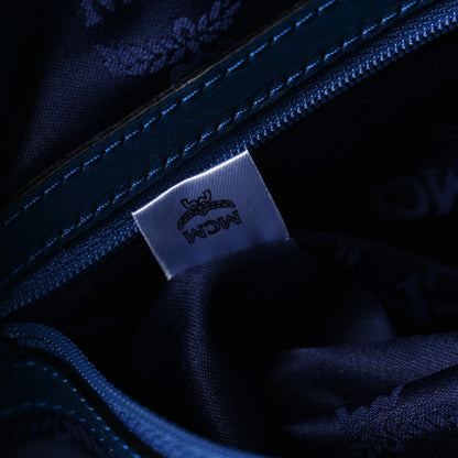 MCM Visetos Large Traveler Weekender Bag Navy Blue 6 of 10