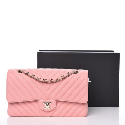 Chanel Caviar Chevron Quilted Medium Double Flap Pink 10 of 10