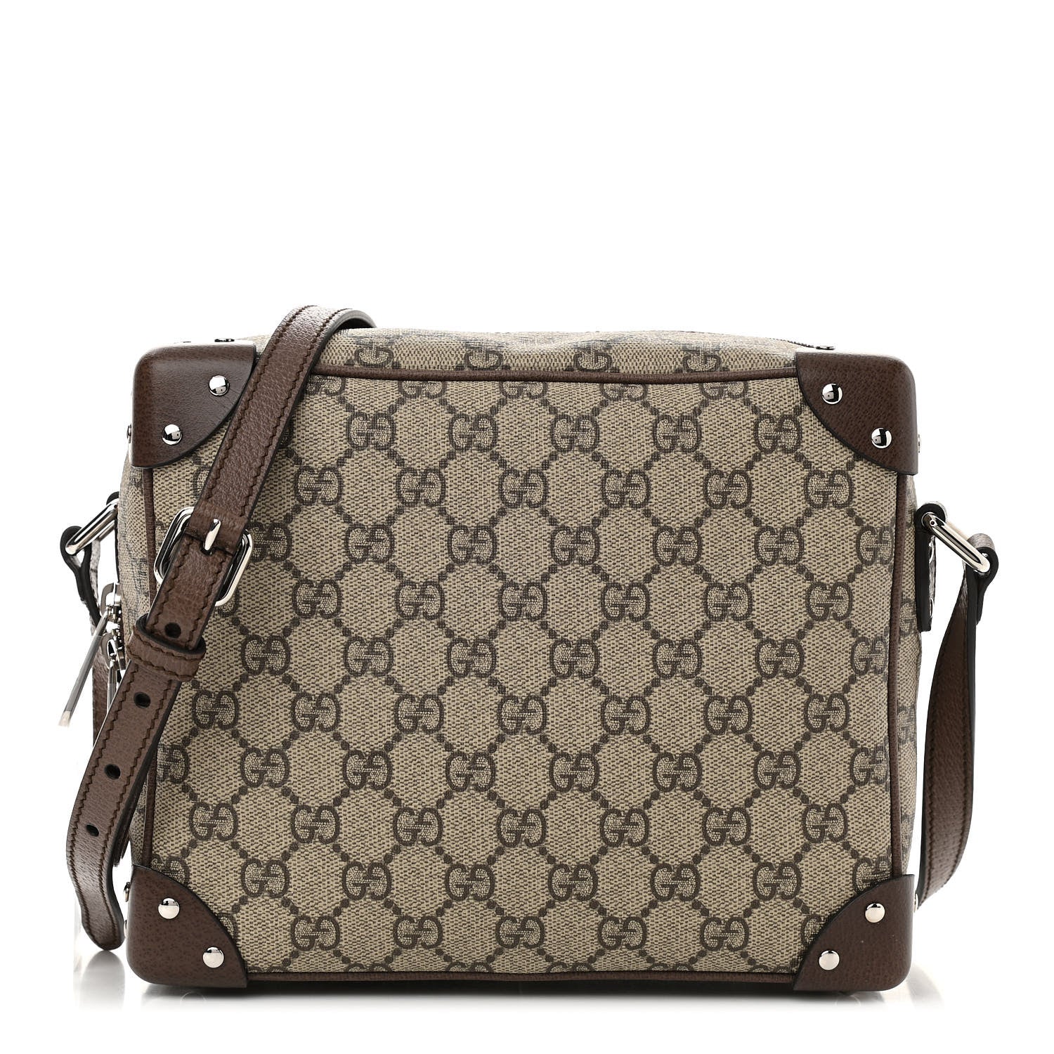 Gucci GG Supreme Monogram Textured Calfskin Square Messenger Bag Beige Ebony New Acero 1 of 10